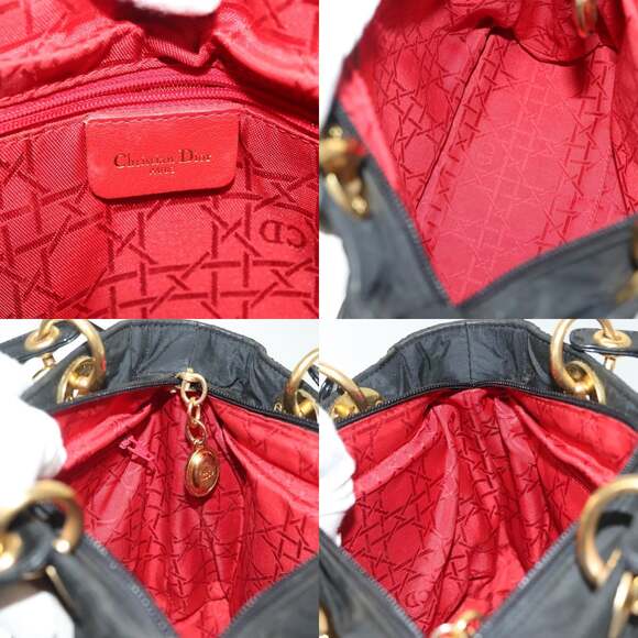 DIOR Canage Hand Bag Nylon Black Gold - Picture 12 of 13